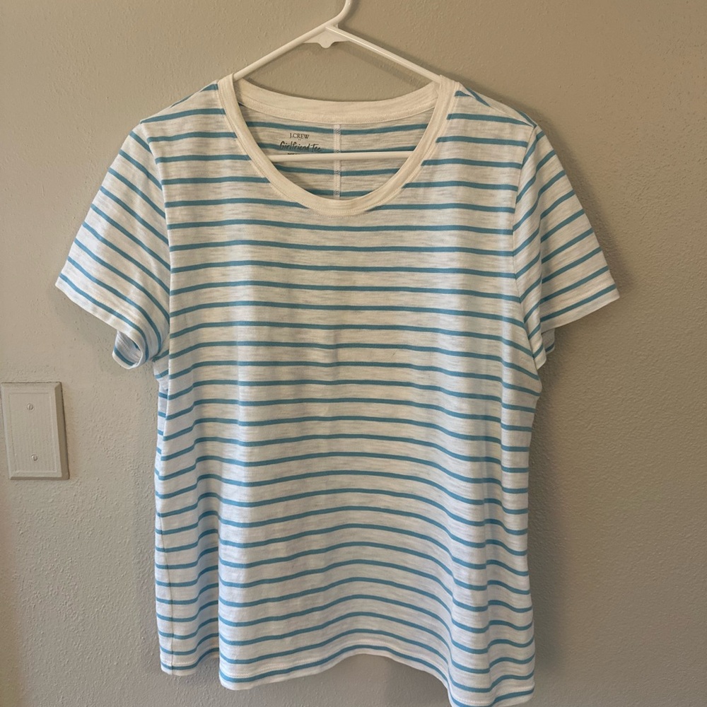 J.Crew Factory Blue and White Striped T-Shirt